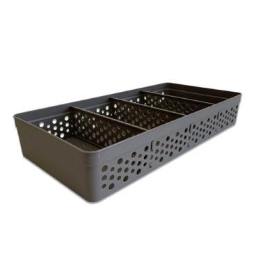 Imagem de Cesto Organizador Armário Gaveta Rattan 3 Divisórias Marrom - Usual Ut