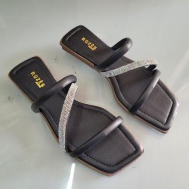 Imagem de Rasteira Feminina Sandalia Rasteirinha Tiras Strass Original Luxo - Ro