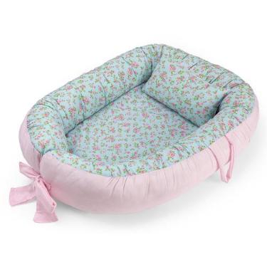 Imagem de Ninho Redutor de Berço de Bebê Menina Menino com Travesseiro e laço - 