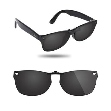 Imagem de Fiskr Óculos de sol polarizados clip-on para Ray-Ban RB5184F 52 x 18 - Proteção UV - Ajuste universal Featherlight para homens e mulheres, Preto clássico, 52*18mm