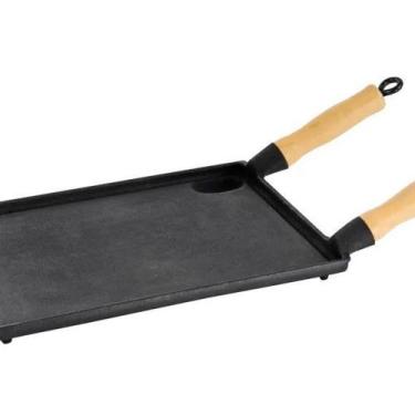 Imagem de Bifeteira Chapa Ferro Fundido com Cabos de Madeira - LIBANEZA