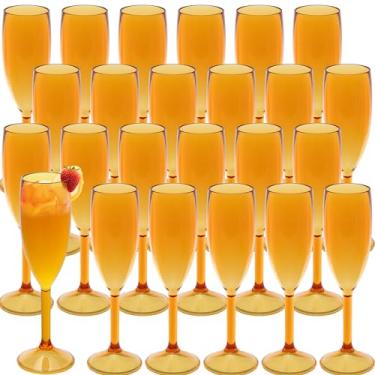 Imagem de 24 peças, taças de champanhe, taças de champanhe de plástico de 153 g, taças de vinho, taças de plástico para festas, copos de bar de mimosa, copos de bebida com haste para celebração de casamento