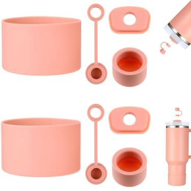 Imagem de HYZ Acessórios de 8 peças para Stanley Cup, conjunto de tampa de silicone à prova de derramamento e bota protetora, incluindo tampa de palha para Stanley H2.0 copo de 590 ml, 850 g 1,134 g, exclusivo
