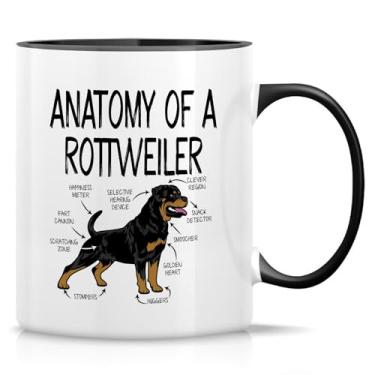 Imagem de Retreez Caneca engraçada Rottweiler - Caneca Anatomia de um Rottweiler - Xícara de café de raça de cachorro sarcástica - xícara de café ou chá de cerâmica de 325 ml - Caneca branca com alça preta e
