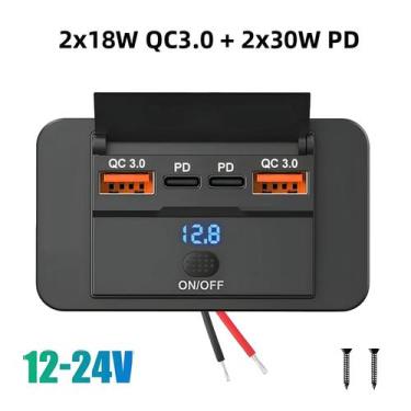 Imagem de Carregador Rápido Dual PD QC3.0 Tipo C USB De 96W Com 4 Portas Para Ca