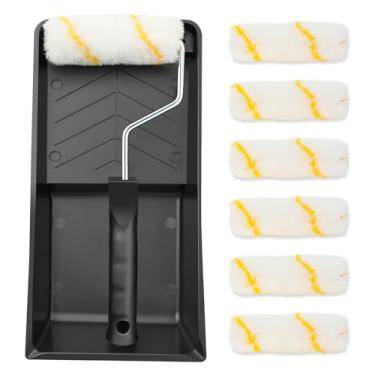 Imagem de ETERNA Kit de mini rolo de pintura, 10 peças de suprimentos de pintura para pintura de casa com bandeja de tinta, capas e moldura de rolo de pintura de 10 cm, perfeito para decoração de parede de casa