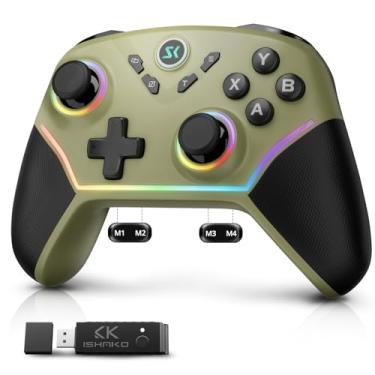 Imagem de ISHAKO Wireless Gaming Controller for PC – Bluetooth & 2.4G Gamepad with Back Buttons, Hall Trigger/Joystick, Turbo, RGB Lights，Game controller Compatible with Windows/Laptop/Switch/iPhone