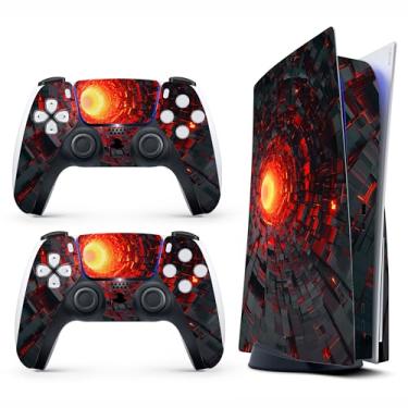 Imagem de Skin Sticker for Game Console 5 Cover - Cyber Hole, Compatible with Both Disc Edition & Digital Edition (not Slim Ver) - 2 Controller Skins & Console Skin - No Bubble, Full Protection, Removable