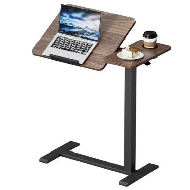 Imagem de BIZUM Mesa de cabeceira ajustável com rodas, mesa de pé móvel, nogueira