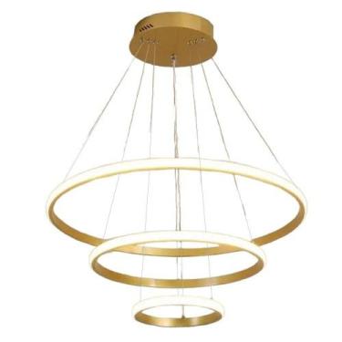 Imagem de Luminaria Lustre 3 Em 1 Aneis Arco Perfil Led Infinito Ajustavel Regul