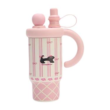 Imagem de AFXGUSD Copo térmico de aço inoxidável de 800 ml para escritório, acampamento e academia, Gato Rosa