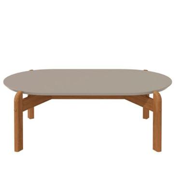 Imagem de Mesa de Centro Sala Lizz Oblonga com Pés de Madeira Maciça - CASA D, O