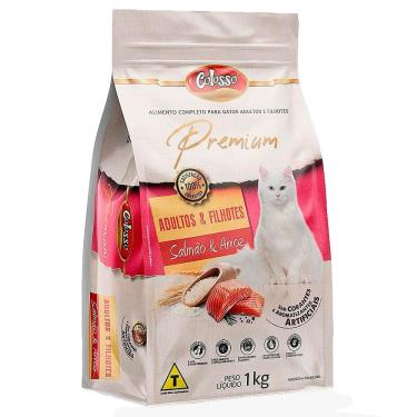 Imagem de Ração para Gatos Colosso Premium Adultos e Filhotes Sabor Salmão e Arroz 1kg