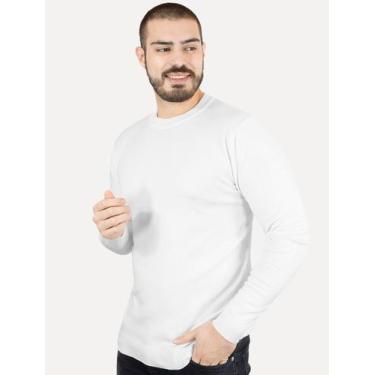 Imagem de Suéter Dixen Masculino Crewneck Tricot Liso Branco, L/G