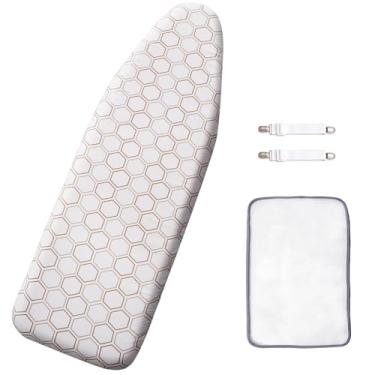 Imagem de SheeChung Capa e almofada de tábua de passar sobre a porta de 35,5 x 106,7 cm, capas de ferro grossas com tiras de fixação, capa de tábua de passar a ferro durável resistente a queimaduras e manchas