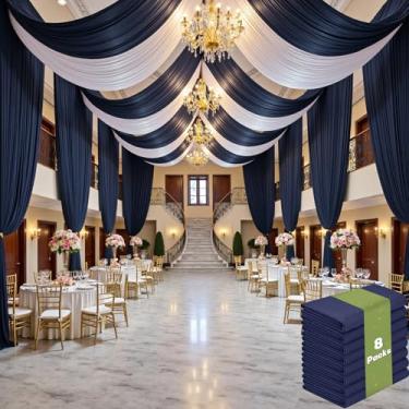 Imagem de Cortina de teto marfim de 40 pés × 20 pés para festas de casamento, tecido drapeado de poliéster sem vincos, cortina creme marfim para festa, barraca, hotel, banquete, salão, decoração de teto, 8