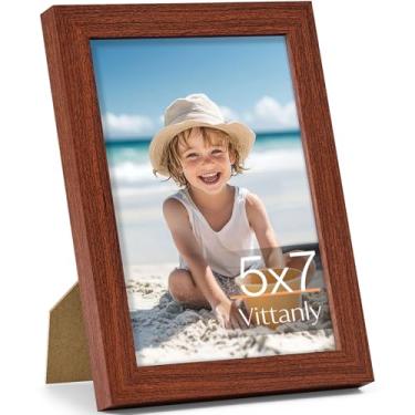 Imagem de Vittanly Porta-retrato 12 x 18 cm, feito de madeira maciça e acrílico inquebrável, moldura de madeira para montagem na parede ou exibição de mesa, moldura para decoração de casa com suporte, marrom, 1