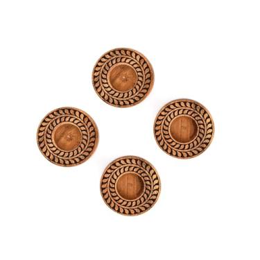 Imagem de Nirman Suporte de luz de chá favores de vela de festa de madeira de acácia, lembrancinhas elegantes de festa e chá de panela (conjunto de 4) (8,9 cm x 9 cm x 2,5 cm)