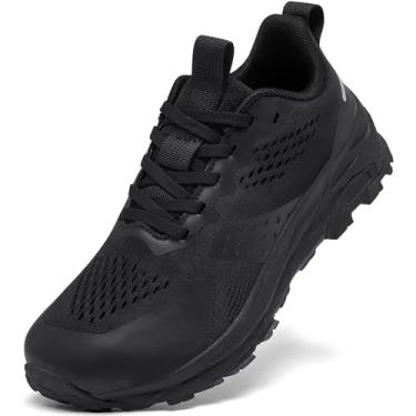 Imagem de HONGGUOZI Sapatos femininos com bico largo, suporte de arco, ultraleve, antiderrapante, para caminhada, corrida, treino, academia, tênis, tênis para diabéticos, almofada equilibrada, Preto, 9 Wide