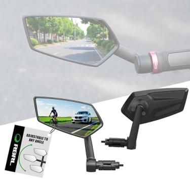 Imagem de RBRL Espelho de bicicleta ajustável de 360°, espelho retrovisor de ângulo amplo para bicicleta, E-Bike, MTB, espelho de guidão antivibração, leve e ajuste universal (um conjunto)