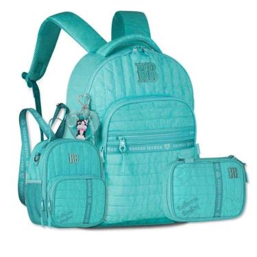 Imagem de Mochila Rebeca Bonbon Kit Escolar C Lancheira E Estojo Verde