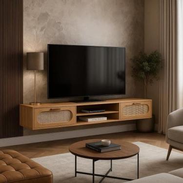 Imagem de Rack Suspenso Santorini 1.80m Estilo Moderno MDF Com 2 Gavetas Com Cor