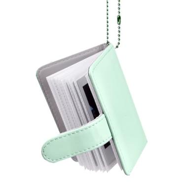 Imagem de HIYQIN Mini álbum de fotos com 28 bolsos compatível com filme instantâneo Fuji Instax Mini - Instax Mini 12 70 7s 8 8+ 9 11 25 50s 90, álbum de fotos portátil com chaveiro - verde