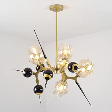 Imagem de Lustre moderno de sala de estar com LED, novidade, luzes suspensas para loft, restaurante, lâmpadas suspensas, iluminação para quarto, luminárias nórdicas de decoração (10 cabeças, preto, br