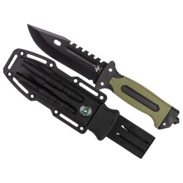 Imagem de Faca de Sobrevivência C/ Bainha + Bússola + Afiador + Pederneira C/ Ap