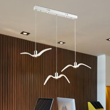 Imagem de Luminária pendente LED criativa de pássaro, gaivota, sala de jantar, lustre de luz branca quente, retangular, abajur de resina branca, decoração, luminária pendente moderna, sala de estar, r