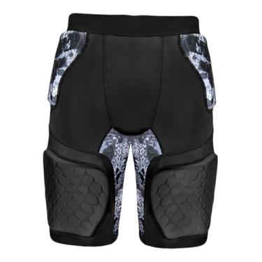 Imagem de KiBcsLic Shorts de compressão acolchoados masculinos, shorts de basquete, calças acolchoadas de futebol, M
