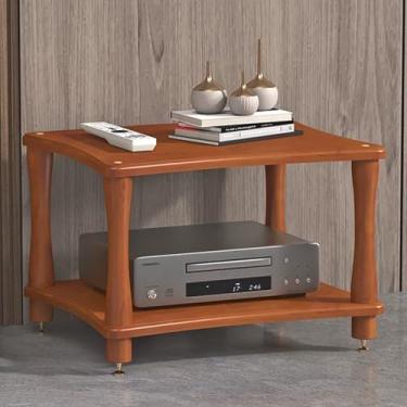 Imagem de Rack de áudio, suporte de mídia de madeira, gabinete de armazenamento de mídia AV para projetor, suporte de TV para centro de entretenimento, suporta console de jogos/caixa de TV a cabo/acessórios de