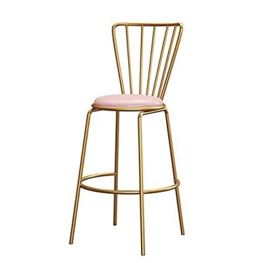 Imagem de UISLA Banqueta de bar para móveis de cozinha, pernas de metal, banco de bar, moderno, minimalista, encosto de ferro forjado, banco alto, almofada de poliuretano, 65 cm