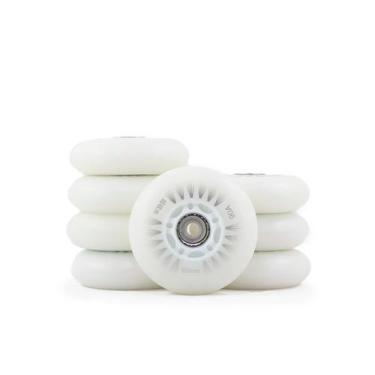 Imagem de 8 Rodas de Luz Led 76mm 90a Para Patins Roller Creme Inline, Branco