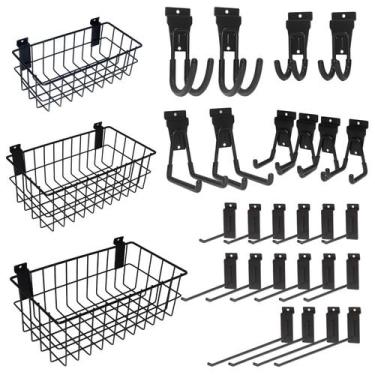 Imagem de Kit de acessórios Slatwall NeatiEase de 29 peças com cestos e ganchos
