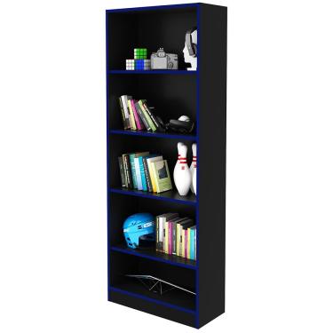 Imagem de Armário Prateleiras para Escritório Home Office Gamer ME4141 MDP Preto/Azul - Gran Belo