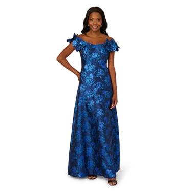 Imagem de Adrianna Papell Vestido feminino jacquard floral, Azul-marinho/azul multi, 50