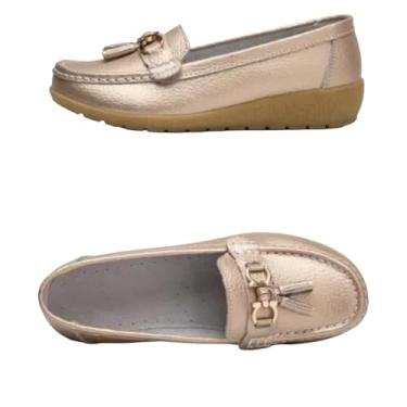 Imagem de sapato Mocassim Dourado Feminino Confortável | Loafer Metalizado Elegante para o Dia a Dia/ 37