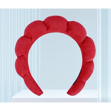 Imagem de Bandanas de spa para lavar o rosto ou cuidados com a pele facial, pacote combo de faixas de cabelo de maquiagem inchadas para máscara de lavagem de rosto, faixa de cabeça vermelha 8