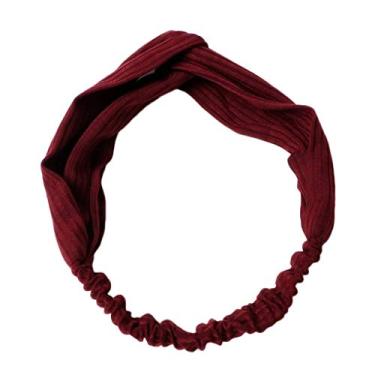 Imagem de Bandanas de cabelo femininas com turbante de nó fofas acessórios listradas sólidas