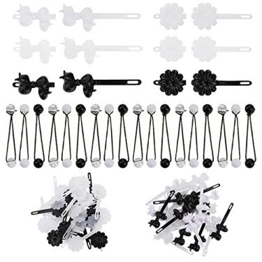 Imagem de 72 presilhas de cabelo de plástico com dobradiça automática para meninas, laços e flores, presilhas de cabelo fofas dos anos 80 anos 90 presilhas de cabelo para meninas (preto/branco/transparente)