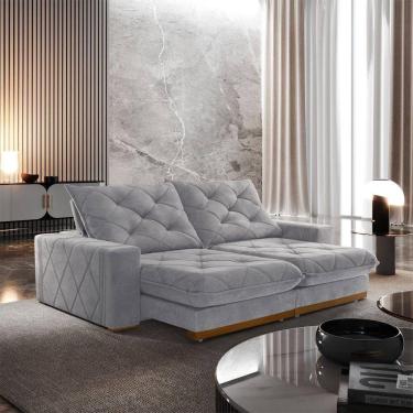 Imagem de Sofá Retrátil Muzambinho 2,30m 4 Lugares Molas Ensacadas Txr Prata