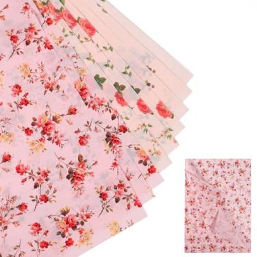Imagem de 30 folhas de papel de seda floral, 50 x 35 cm, 3 estilos, folhas de papel de embrulho decorativas para presente de Natal, casamento, festa de aniversário, artesanato, embalagem (rosa)