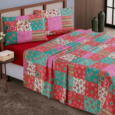 Imagem de Jogo De Lençol Casal Queen 400 Fios Com Elástico 4 Peças Cama Box Super Queen(Estampa 05)