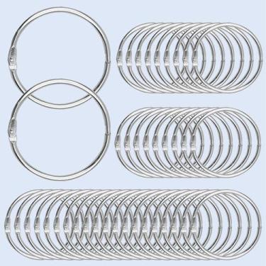 Imagem de 40 peças de anéis de fichário de folhas soltas de metal, fixadores de cartão de índice de prata para escritório, escola, casa e uso de chaveiro (0,75 polegadas)