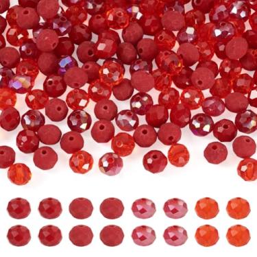 Imagem de 200 peças de contas de vidro Rondelle facetadas de tijolo de fogo espaçador misturado galvanizado transparente opaco contas de vidro pingentes para brincos faça você mesmo, colar, pulseira, joias