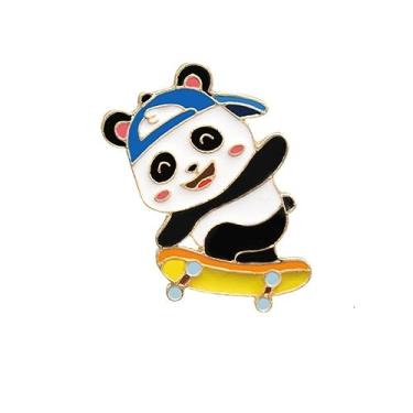 Imagem de Broche de liga de panda gigante cachecol fivela elegante desenho fofo esmalte infantil (d)