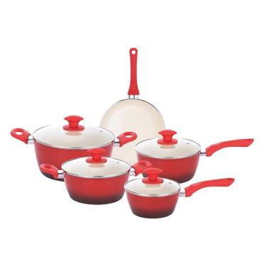 Imagem de Jogo 5 Panelas Indução Rubi 3.7Mm Cerâmica Antiaderente