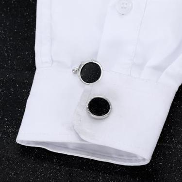 Imagem de Abotoaduras de argola pretas joias elegantes formais casamento negócios acessórios elegantes