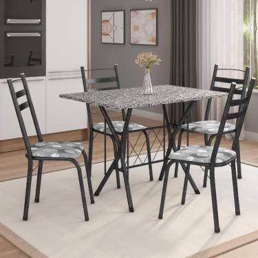 Imagem de Conj De Mesa Itália Com 4 Cadeiras 1,20m Dark/ Granitado